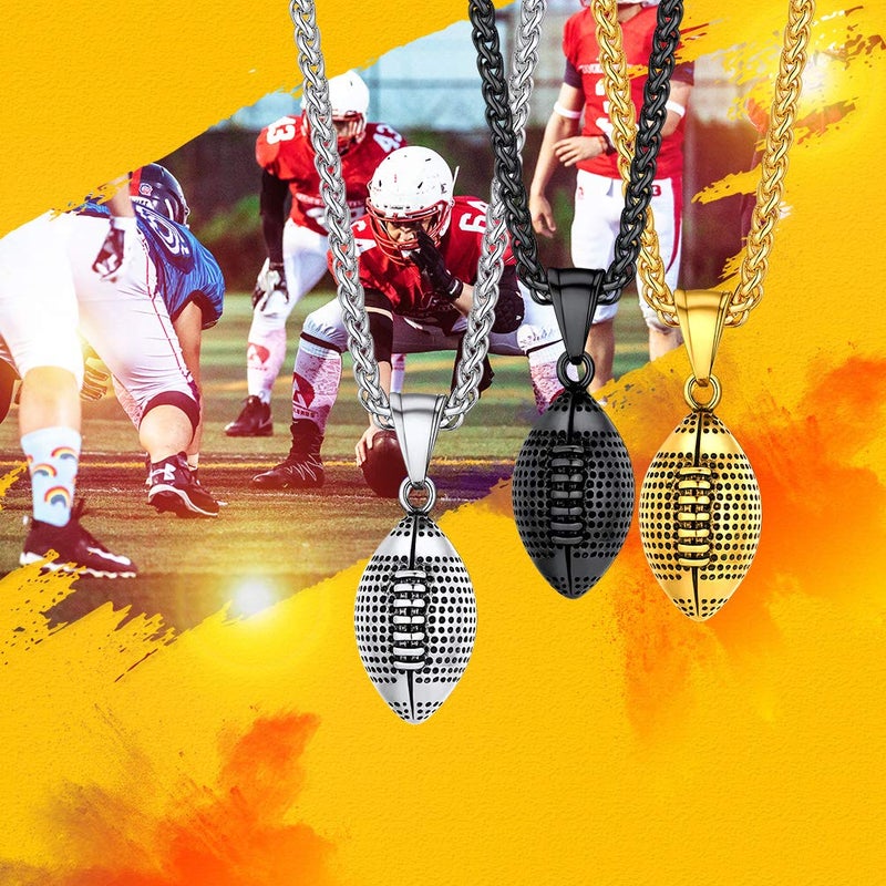 PROSTEEL Gold Plated Soccer American Football Necklaces Stainless Steel Pendant Chain Men Sport Fan Jewelry Soccer Charm Necklace - Image 2
